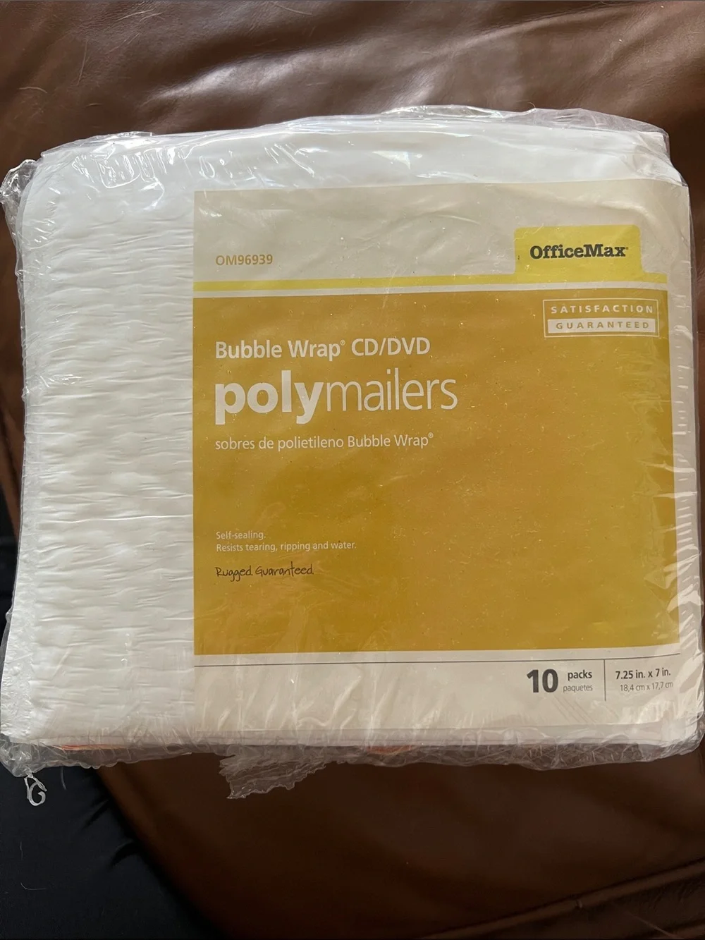 OfficeMax brand poly bubble mailers designed for shipping CDs/DVDs. 7.25” X 7”